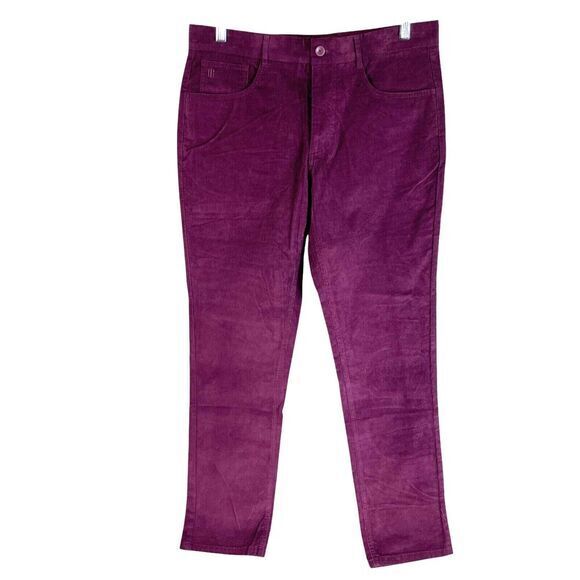 Coyco Pantalon évasé en velours côtelé bordeaux pour hoe - Style